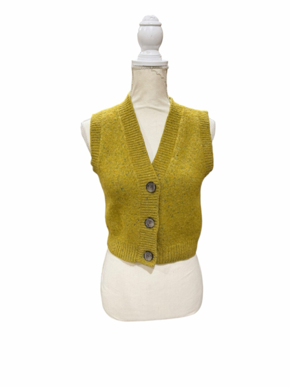 Women's Madewell Yellow Knit Button-Up Vest, Size M